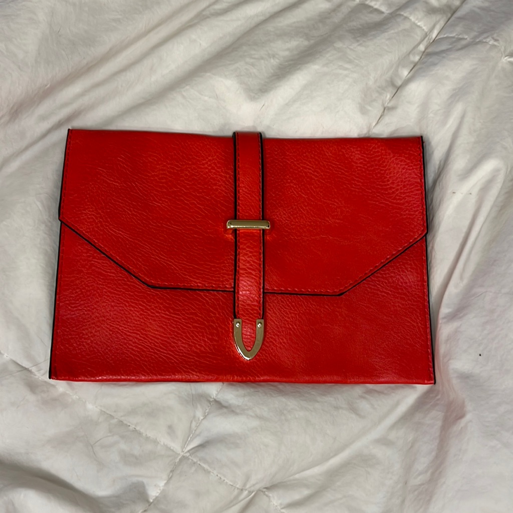 Nwot Red Vegan Leather Clutch Wallet